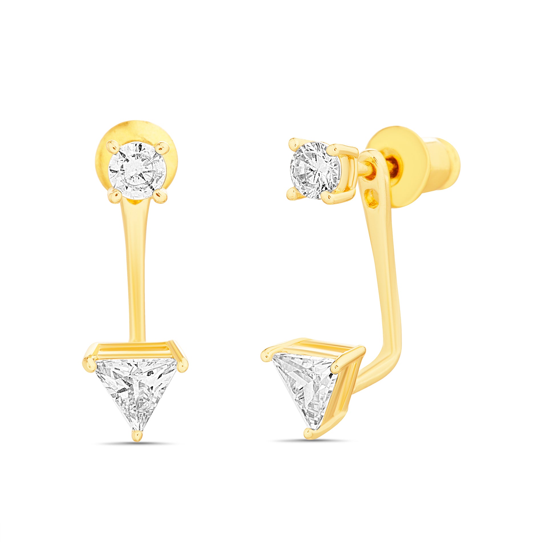 Gold CZ Ear Jackets Earrings
